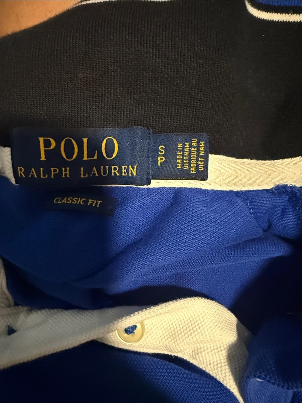 Ralph Lauren Blue and White Classic Fit Polo